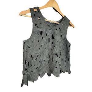 Caution‎ To The Wind Shirt Women's Small Black Crochet Cropped Tank Top Festival